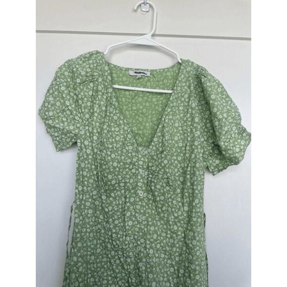 NWOT Madewell Womens Green Seedling V-Neck Button-Front Mini Dress Size 0 NL185 - Picture 6 of 11